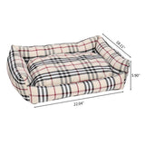 Cross Plaid Khaki 22" Dog Cat Bed