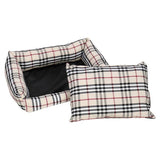 Cross Plaid Khaki 25" Dog Cat Bed