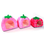 Pink Strawberry Soft Cotton Pet Yurt