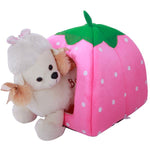 Pink Strawberry Soft Cotton Pet Yurt