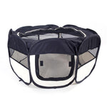 Hobbyzoo Black 57" Portable Oxford Cloth & Mesh 8 Panel Playpen