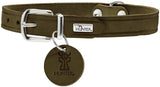 Hunter Aalborg Olive Green Leather Dog Collar & Keyring