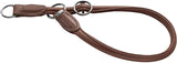 Nappa Brown Hunter Round & Soft Nickel Training Dog Collar With Stop