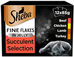 Sheba Fine Flakes in Jelly - Succulent Selection - Adult Cat 48 x 85g Pack