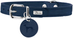 Hunter Aalborg Dark Blue Leather Dog Collar & Keyring