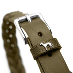 Olive Green Hunter Solid Education Special Leather Dog Collar