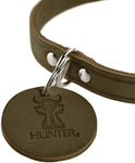 Hunter Aalborg Olive Green Leather Dog Collar & Keyring