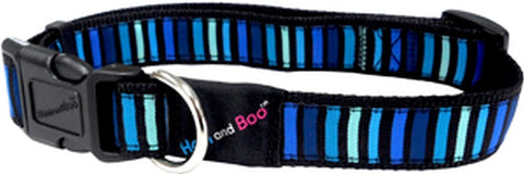 Hem & Boo Blue Stripes Design Dog Collar