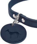 Hunter Aalborg Dark Blue Leather Dog Collar & Keyring