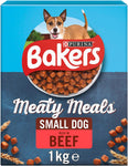 Bakers Meaty Meals Small Dry Dog Food Beef, 4 x 1kg