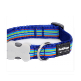 Red Dingo Dark Blue Stripes Dog Collar