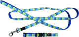 Hem & Boo Blue Zig Zags Puppy Collar & Lead Set