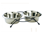 Twin Stainless Steel Pet Feeding Bowls